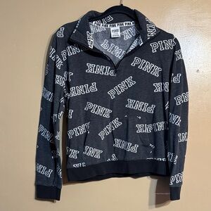 Victoria's Secret PINK Dark Gray and White Sweatshirt
